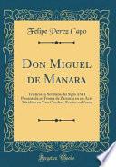 libro Don Miguel De Man~ara