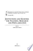 libro Institutions And Societies For Teaching, Research And Popularisation