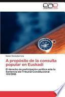 libro A Propósito De La Consulta Popular En Euskadi