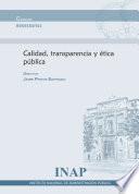 libro Calidad, Transparencia Y ética Pública