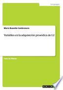 libro Variables En La Adquisicion Prosodica De L2
