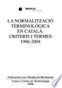 libro La Normalització Terminològica En Català